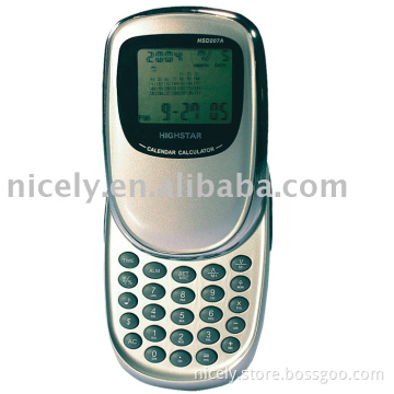 calculator with calendar, date, time display